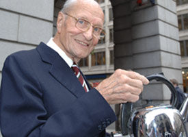 2005 — Russell Hobbs celebrates its 50th anniversary of the world’s first automatic kettle at the Ritz with Peter Hobbs as special VIP guest.