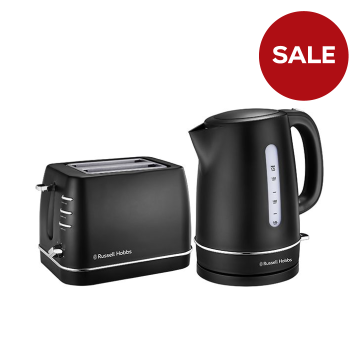 black kettle russell hobbs glass kettle and toaster set